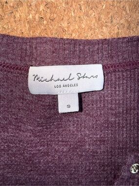 Michael Stars Plum Ribbed Crewneck Long Sleeve Top